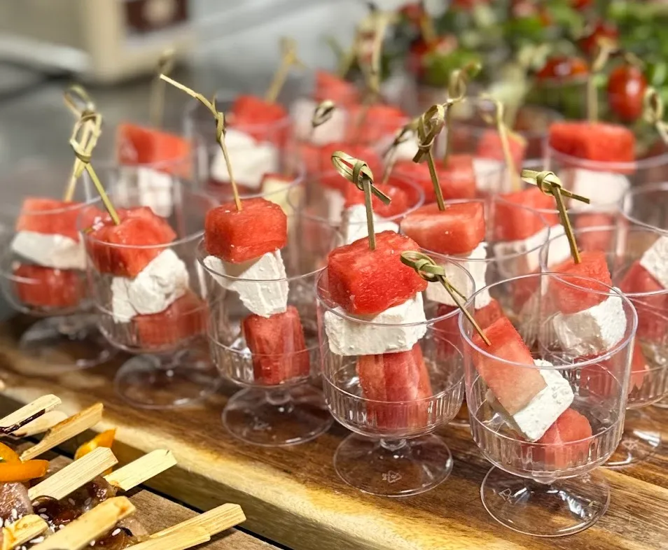 Melon feta skewers canapé for private events