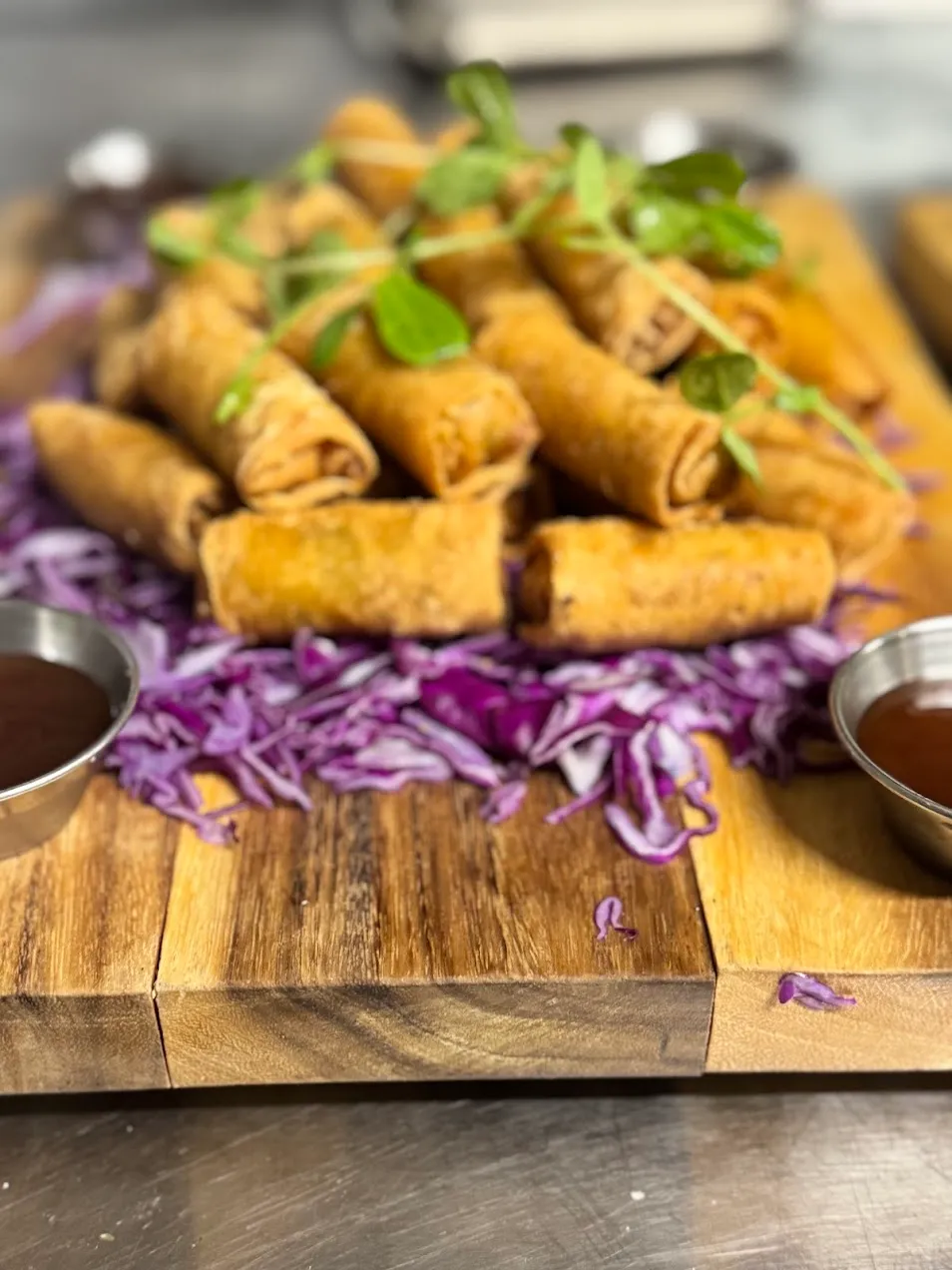 Spring rolls canapé for event catering