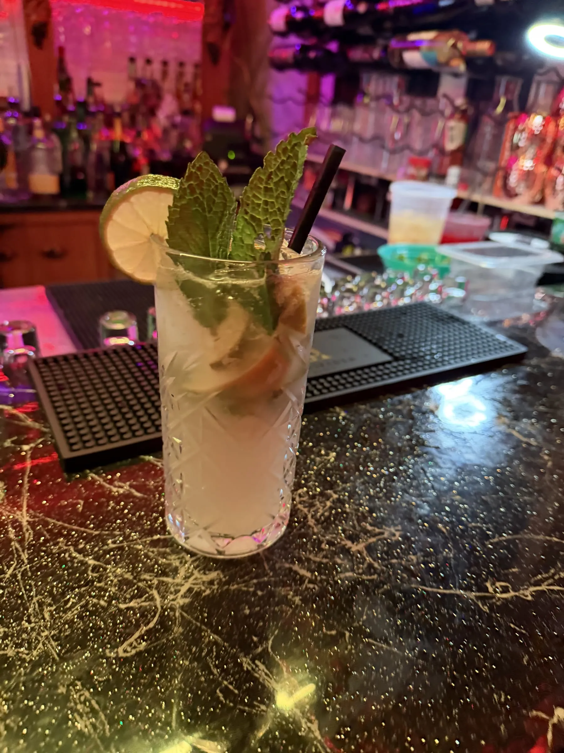 Mojito on the glitter bar at Ace of Spades Lounge