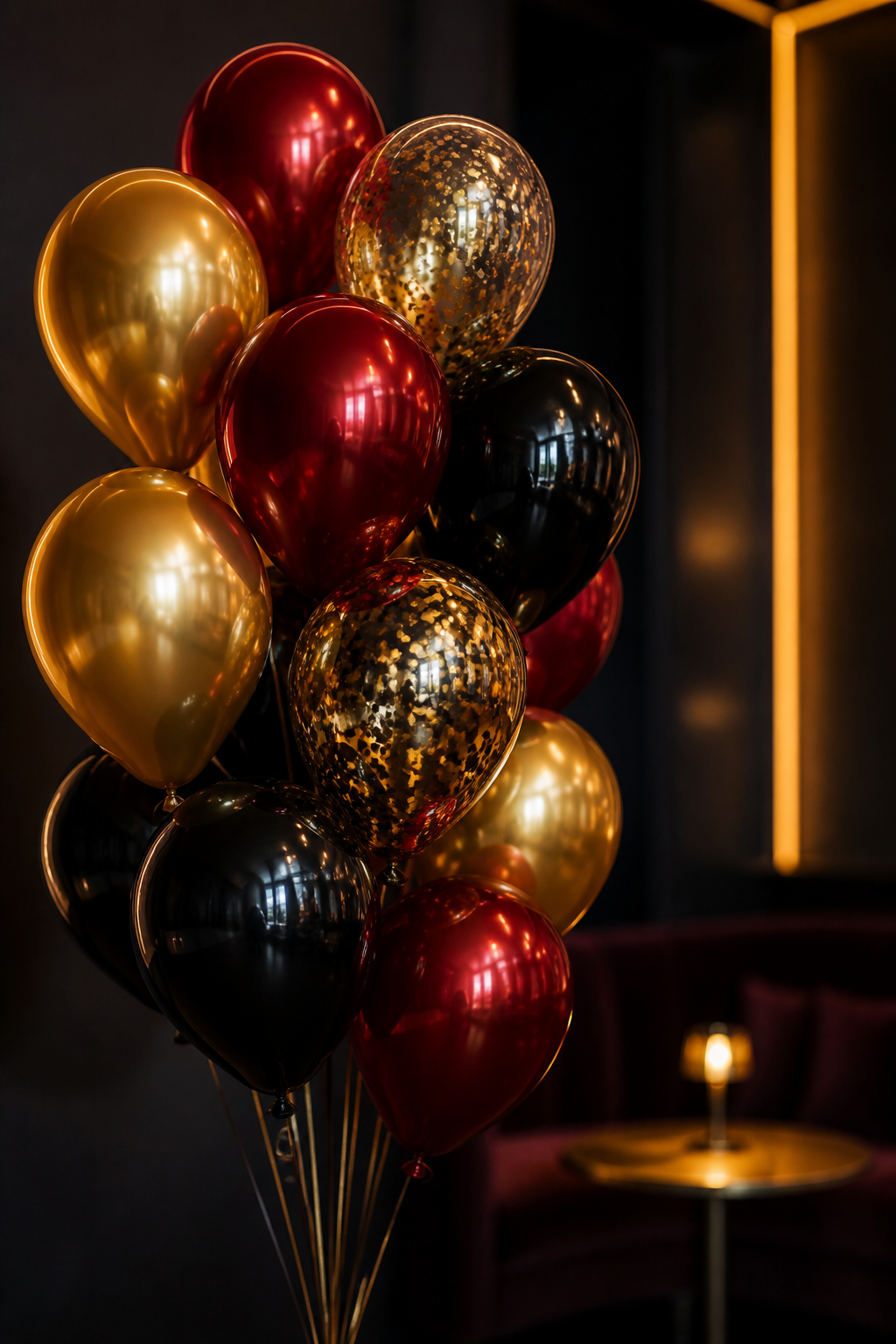 Birthday balloons for Joseph's private birthday celebration at Ace of Spades Lounge